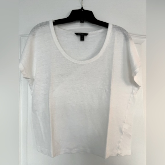 Banana Republic white linen drop shoulder scoop neck t-shirt - Picture 1 of 3